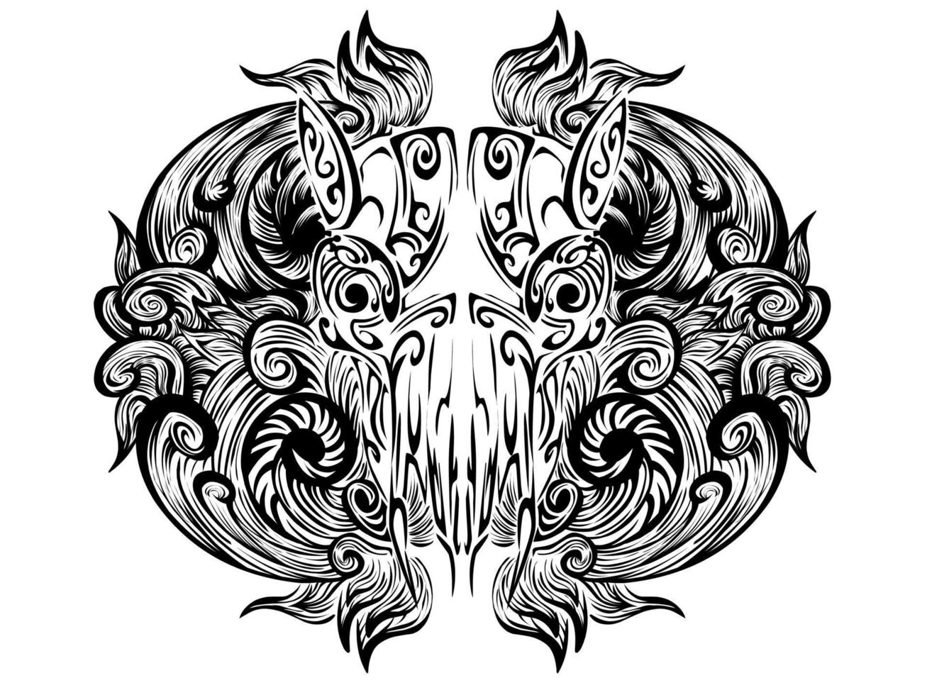 tatouage tribal crâne animal illustration vectorielle vintage vecteur