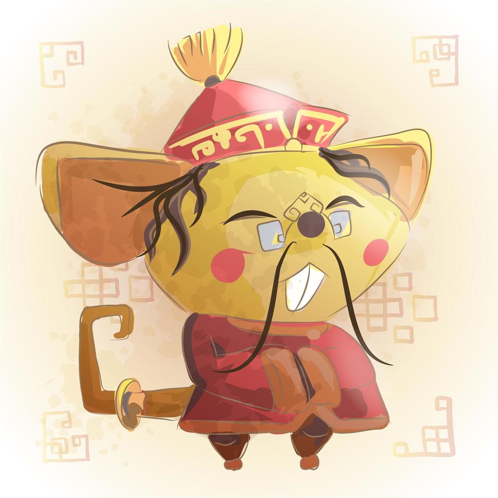 souris dessin animé animal du zodiaque chinois. vecteur