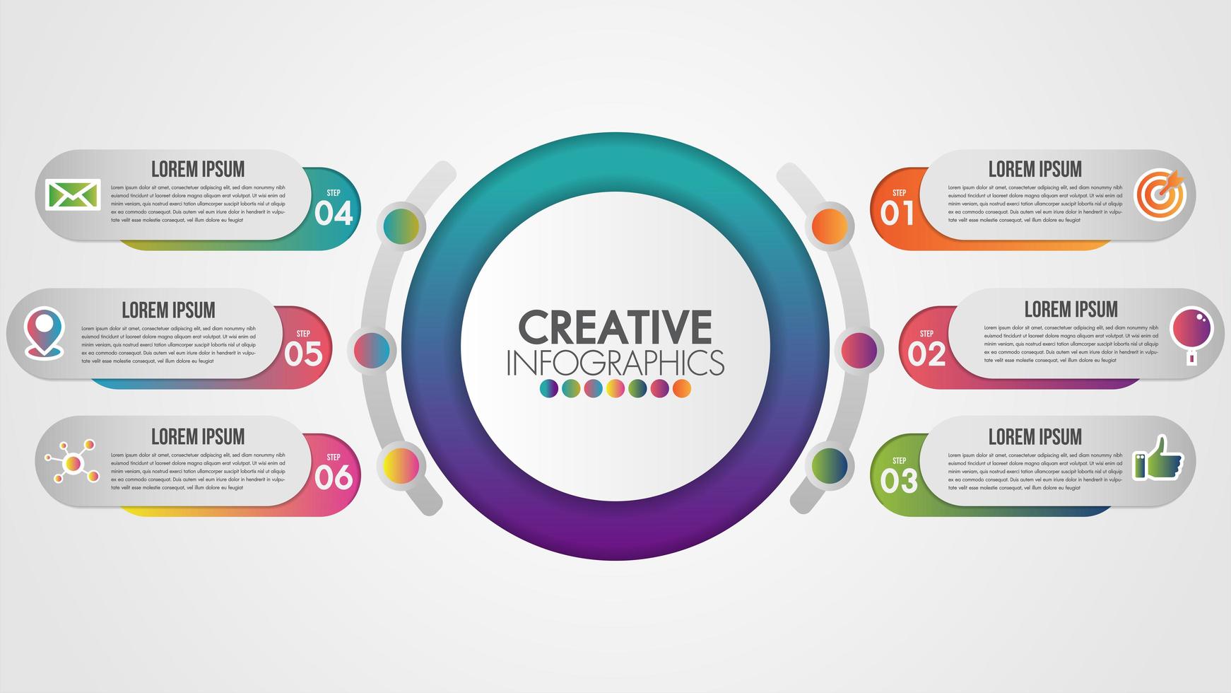 infographie de conception circulaire avec des icônes et 6 étapes vecteur