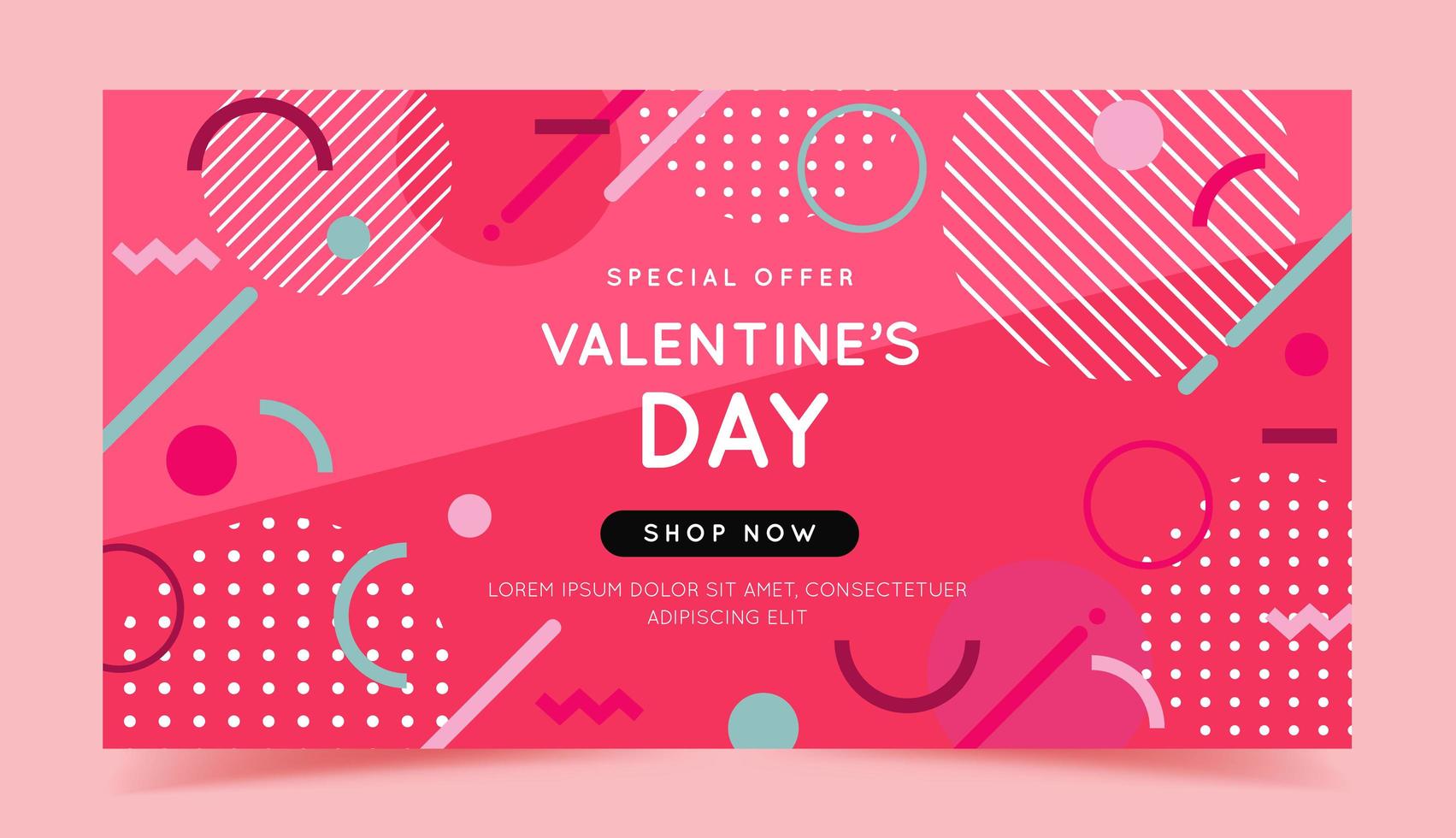 bannière de vente Saint Valentin avec des formes géométriques vecteur