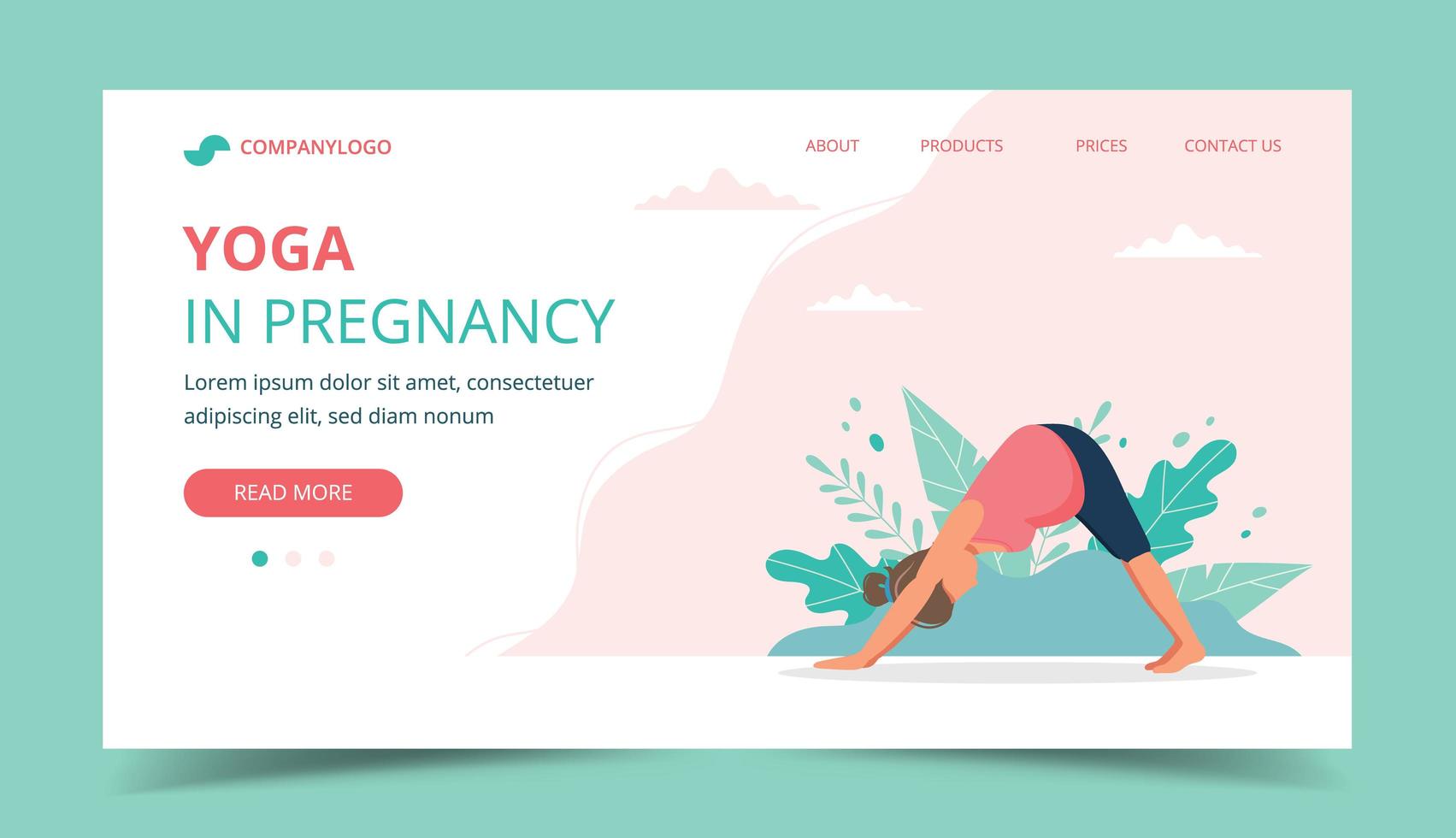 page de destination avec une femme enceinte faisant du yoga vecteur