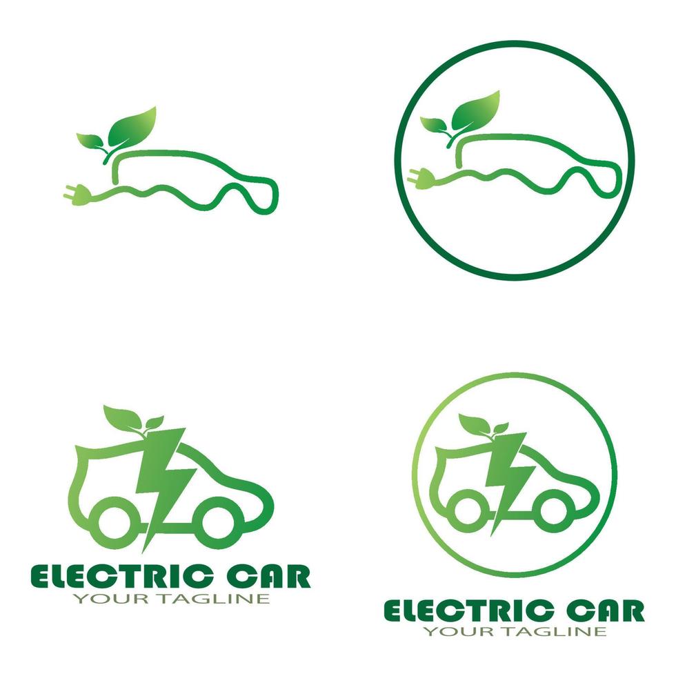 voiture écologique et vecteur de logo d'icône de technologie de voiture verte électrique.