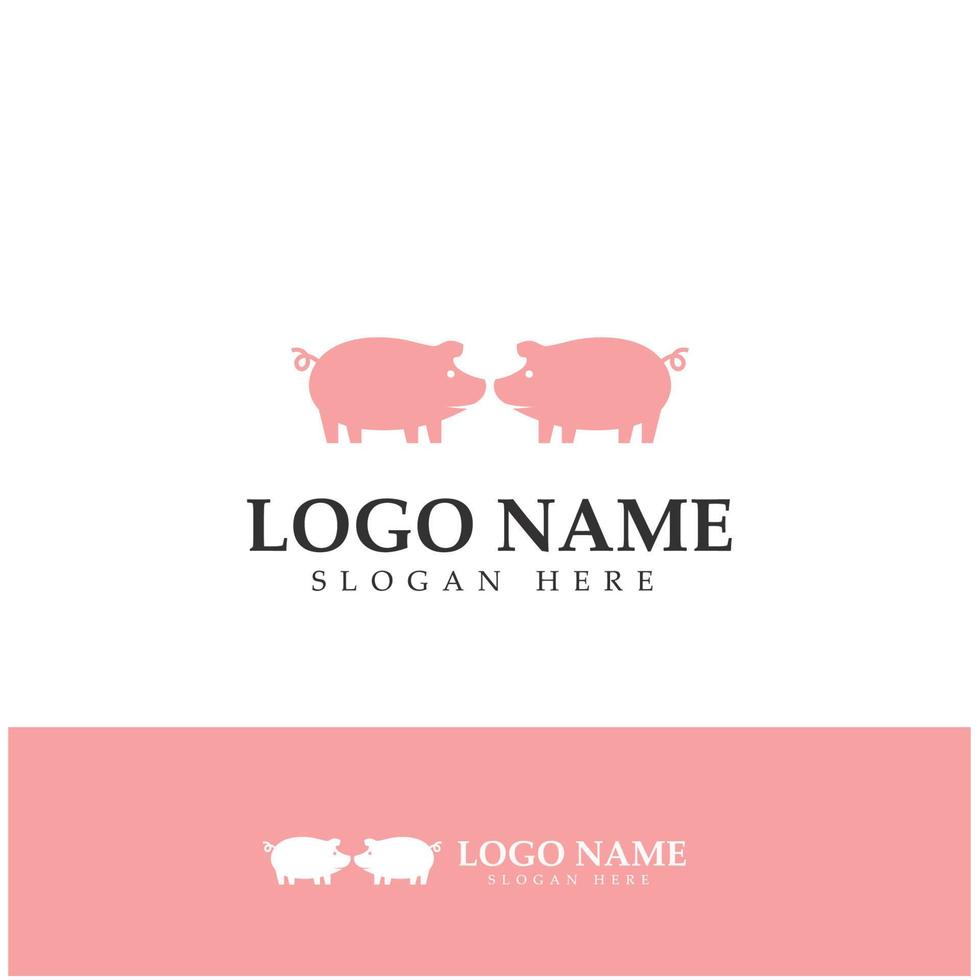 logo de porc, cuisine de porc, huile de porc et icône de restaurant de nourriture de porc. avec concept d'icône vectorielle vecteur