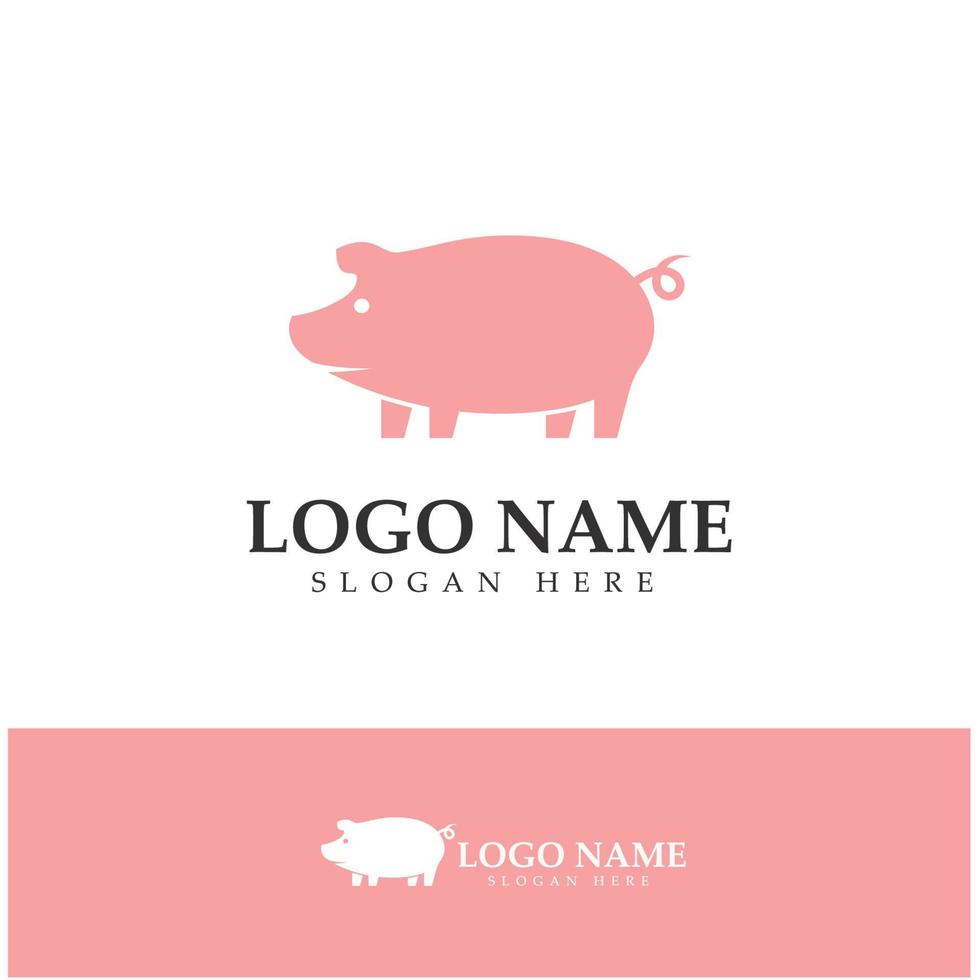 logo de porc, cuisine de porc, huile de porc et icône de restaurant de nourriture de porc. avec concept d'icône vectorielle vecteur