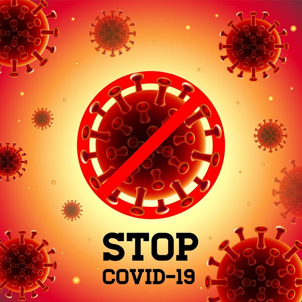 Coronavirus Stop dégradé orange, affiche Covid-19 vecteur