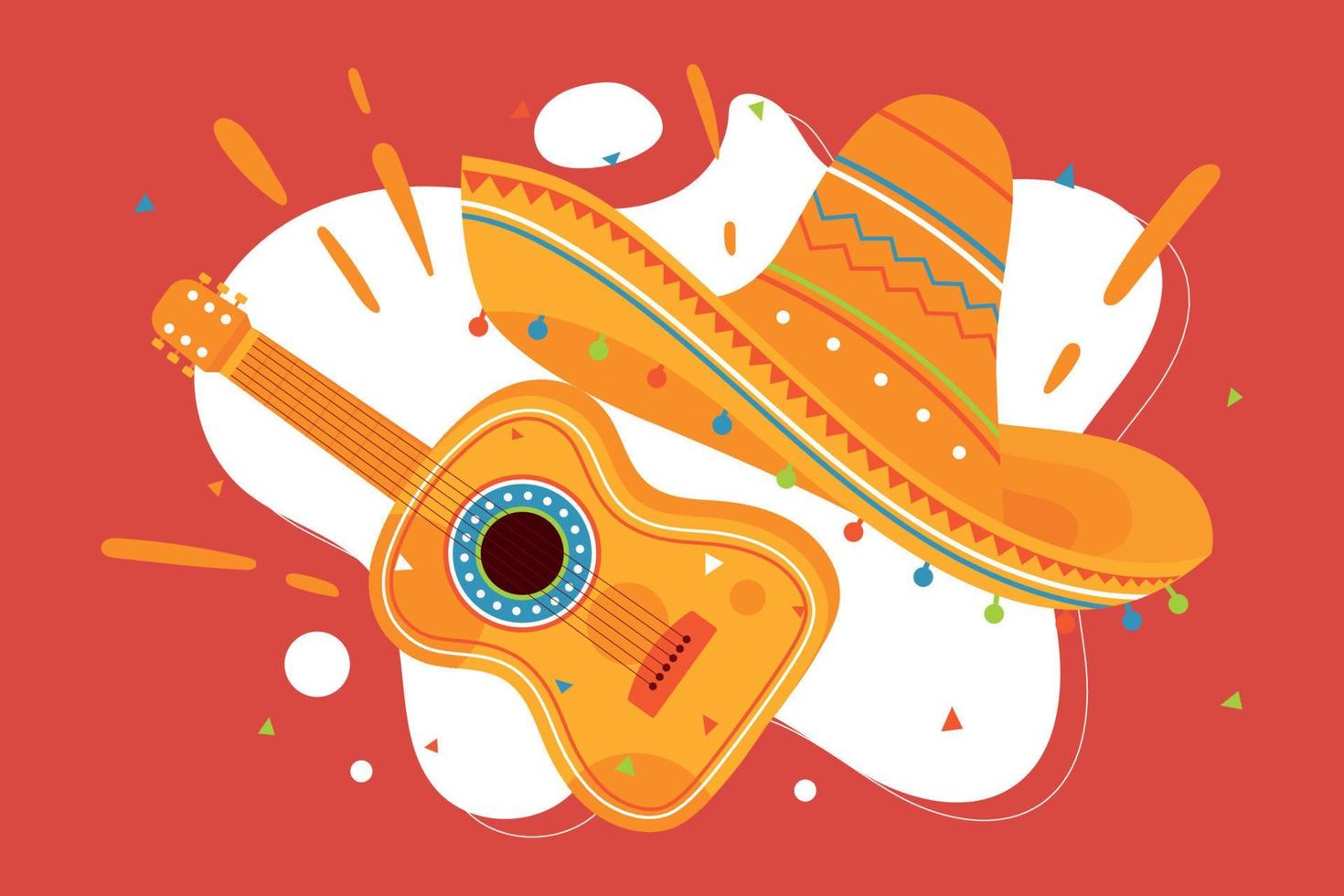 festival de cinco de mayo avec illustration plate de couleur rouge de fond vecteur