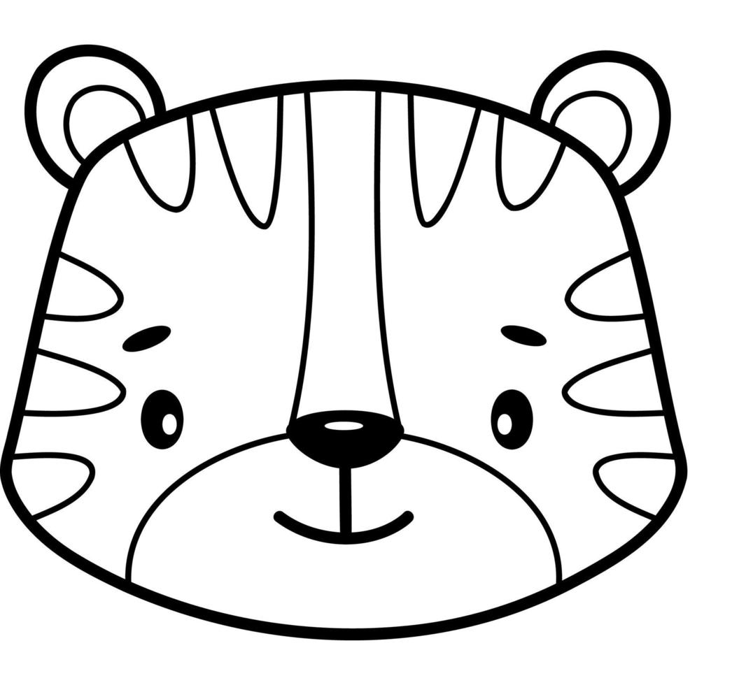 livre de coloriage ou page pour les enfants. illustration de contour noir et blanc de tigre. vecteur