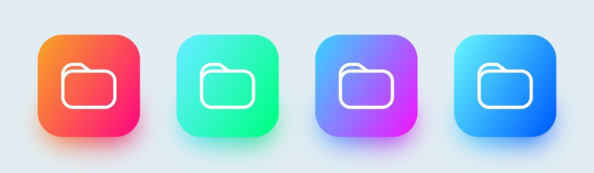 icône de ligne de dossier dans des couleurs dégradées carrées. site Web moderne ou interface d'applications. vecteur