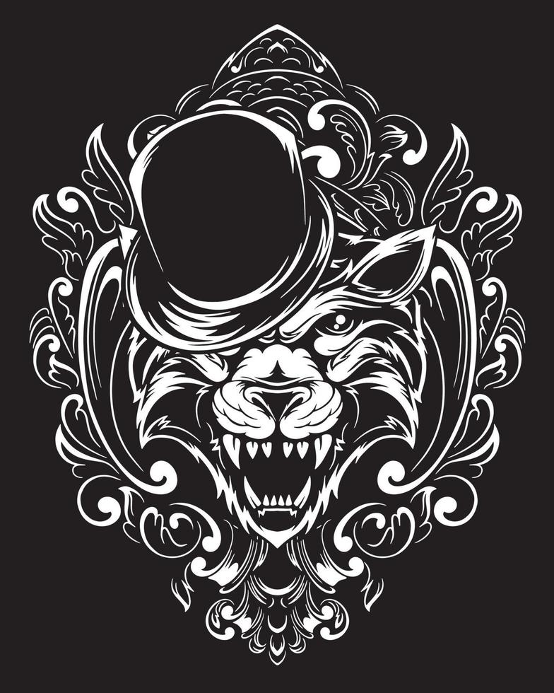 illustration d'illustration de tigre magicien et conception de t shirt vecteur