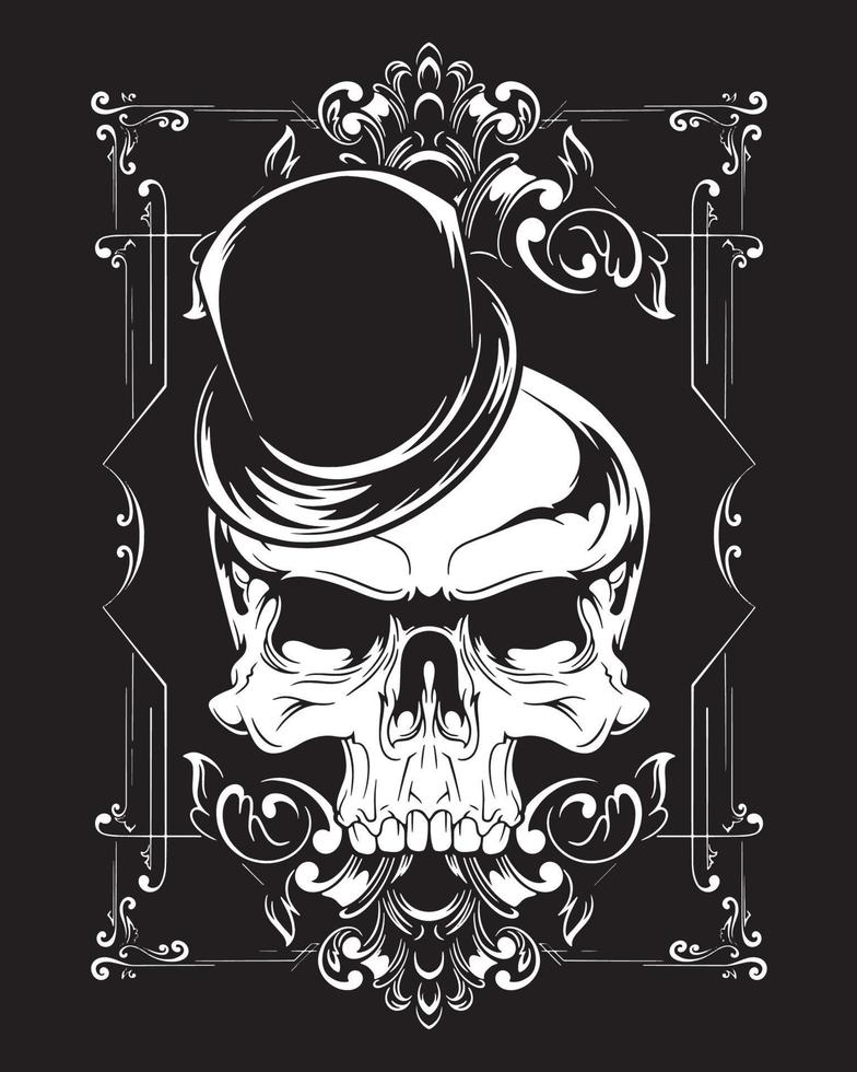 illustration d'illustration de crâne de magicien et conception de t-shirt vecteur