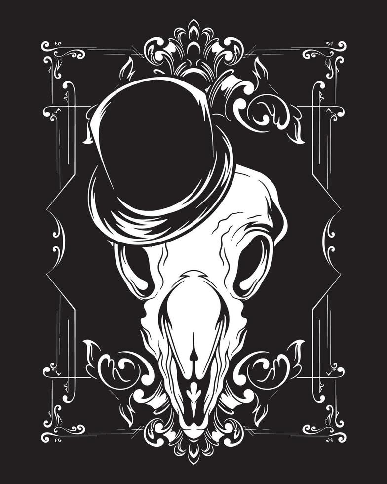 illustration d'illustration de crâne d'animal magicien et conception de t-shirt vecteur