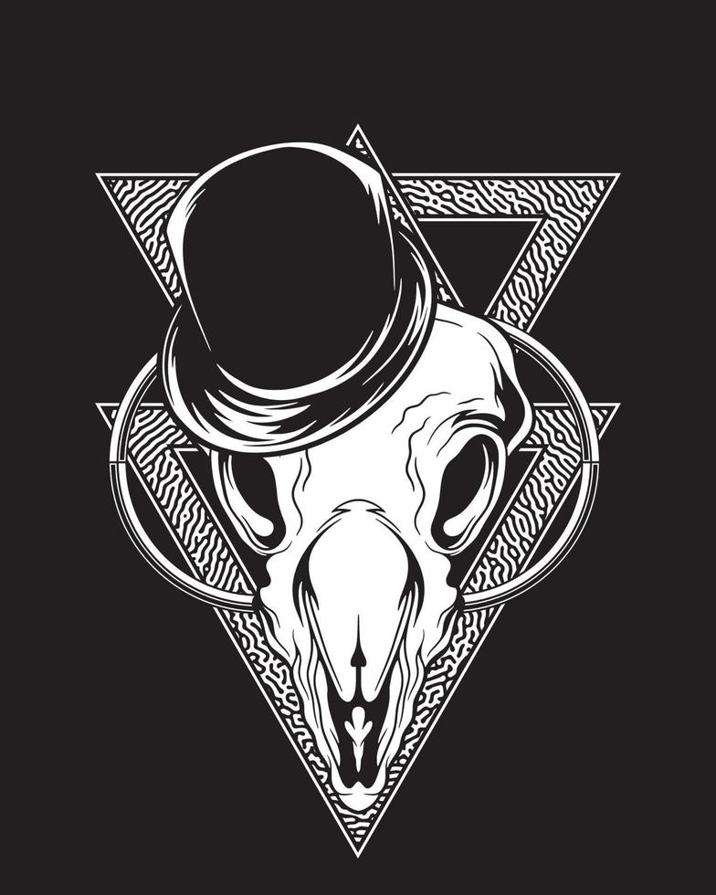 illustration d'illustration de crâne d'animal magicien et conception de t-shirt vecteur