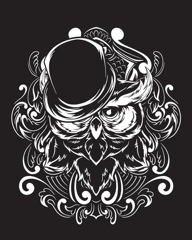 illustration d'illustration de hibou magicien et conception de t-shirt vecteur