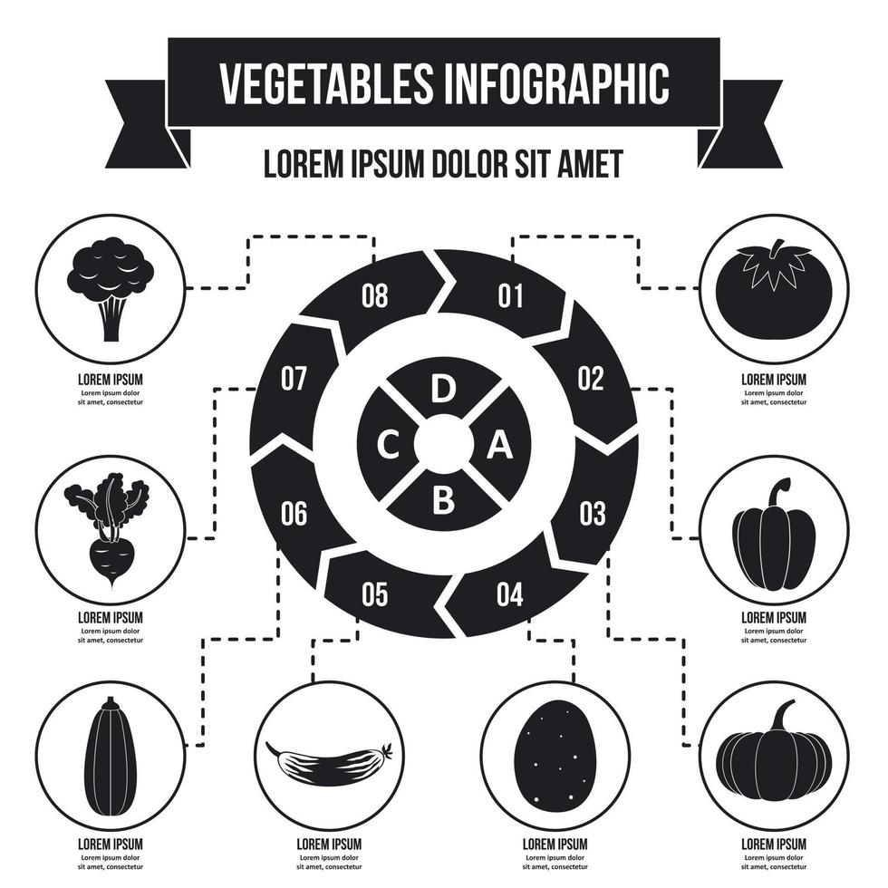 concept infographique de légumes, style simple vecteur