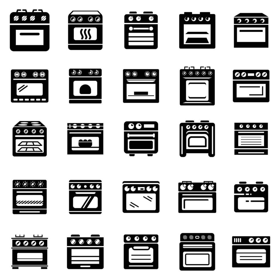 ensemble d'icônes de cheminée poêle four, style simple vecteur