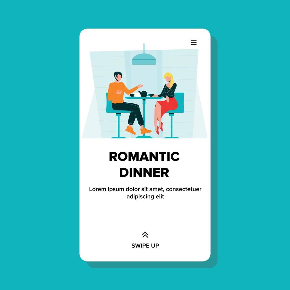 dîner romantique déjeuner au restaurant ou café vecteur