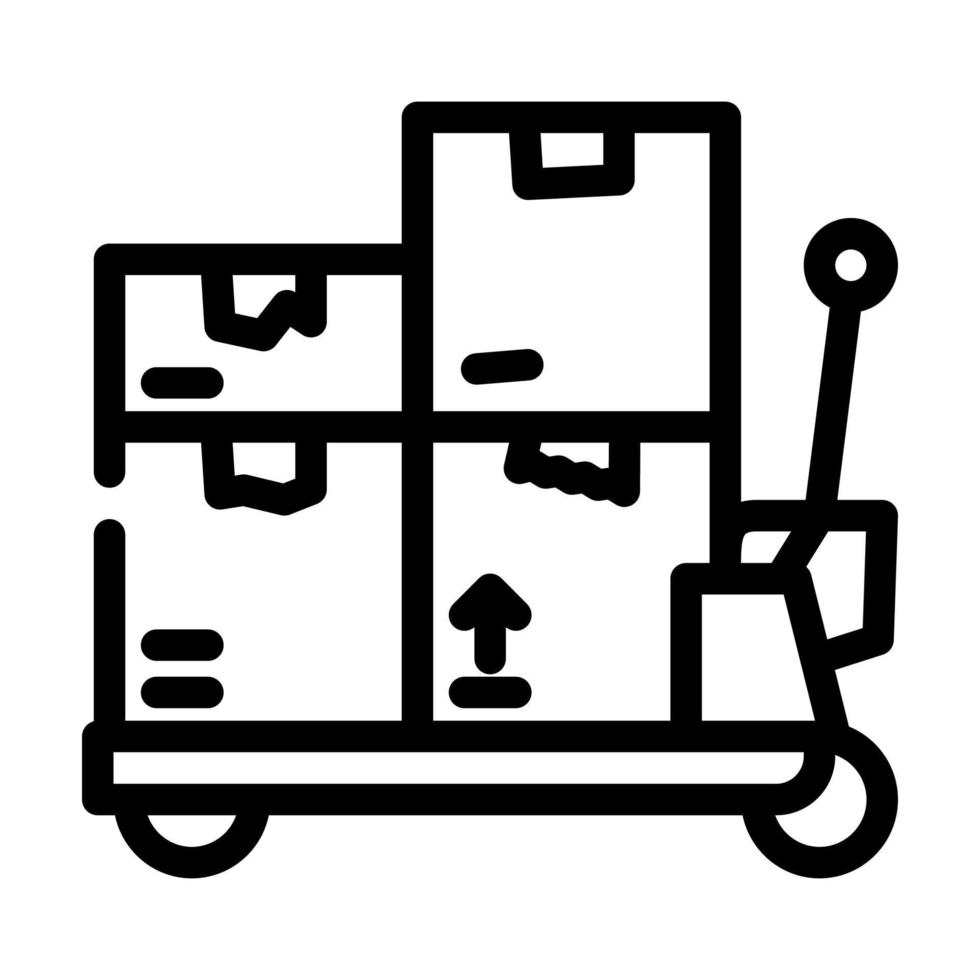 Illustration vectorielle de l'icône de la ligne de gros du chariot de transport vecteur