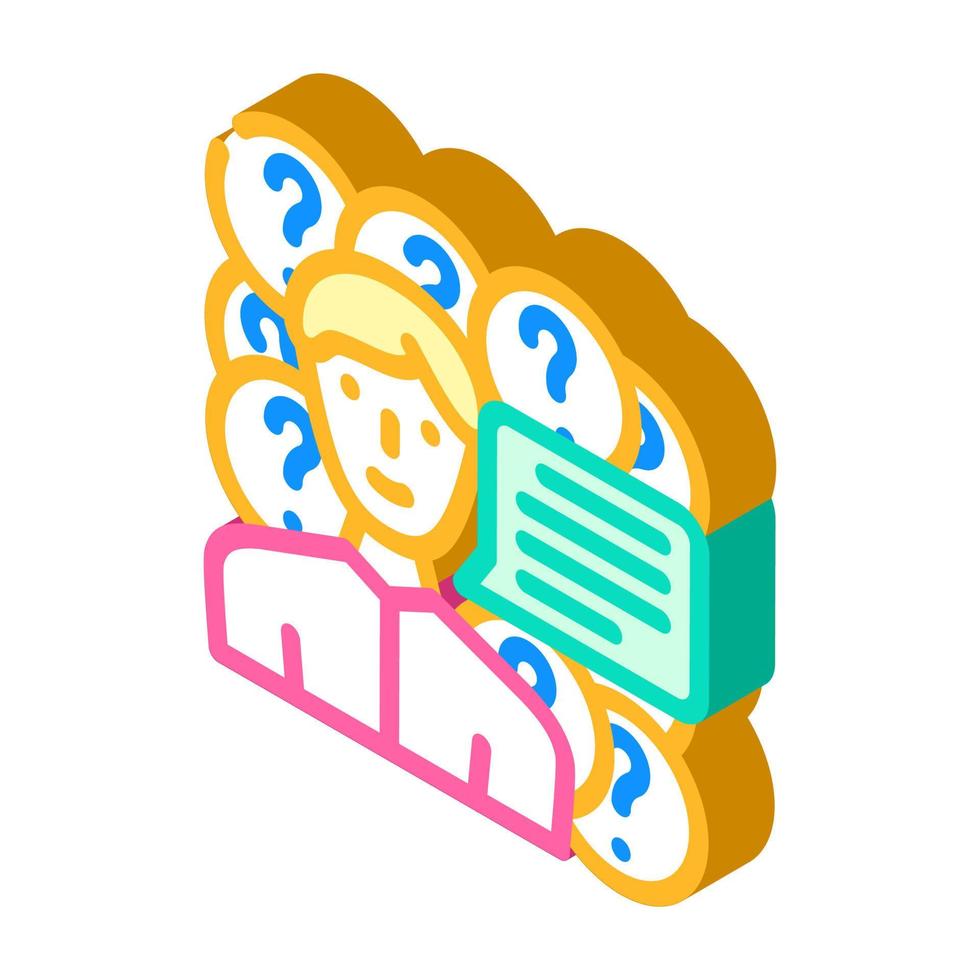 questions pour l'illustration vectorielle de l'icône isométrique du vendeur vecteur
