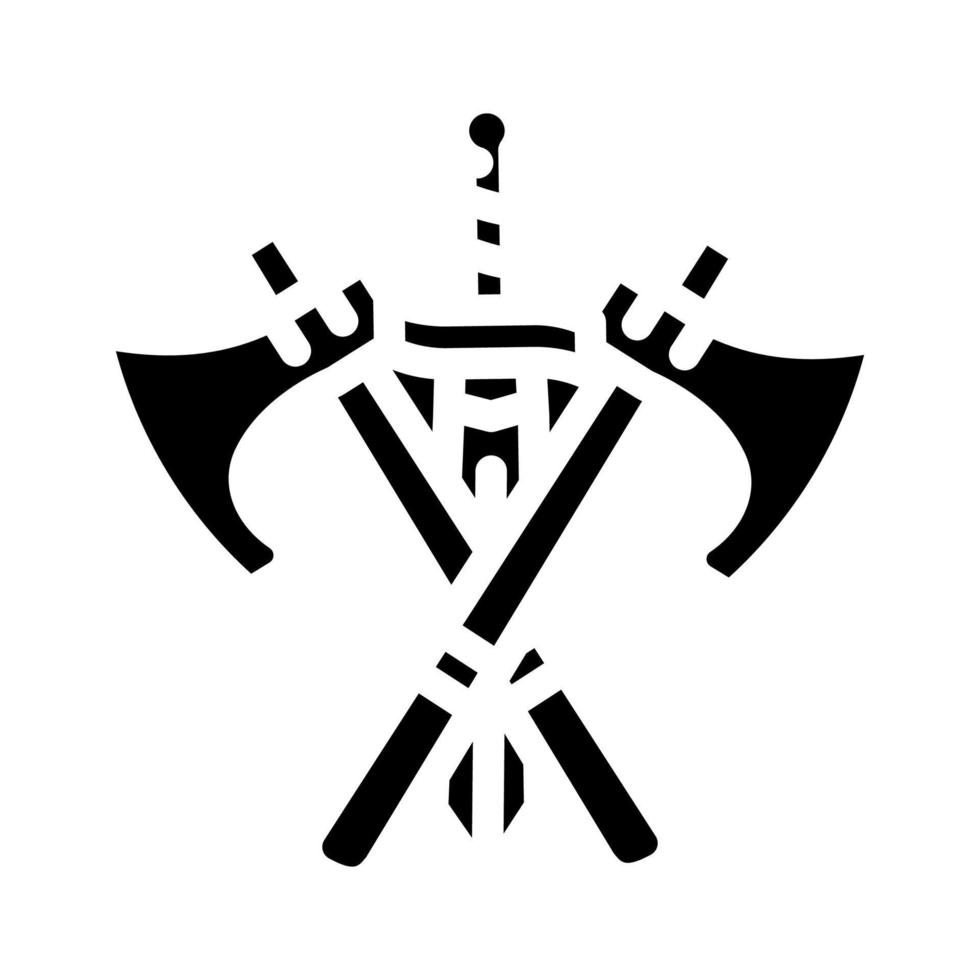 épée et hache arme conte de fées glyphe icône illustration vectorielle vecteur