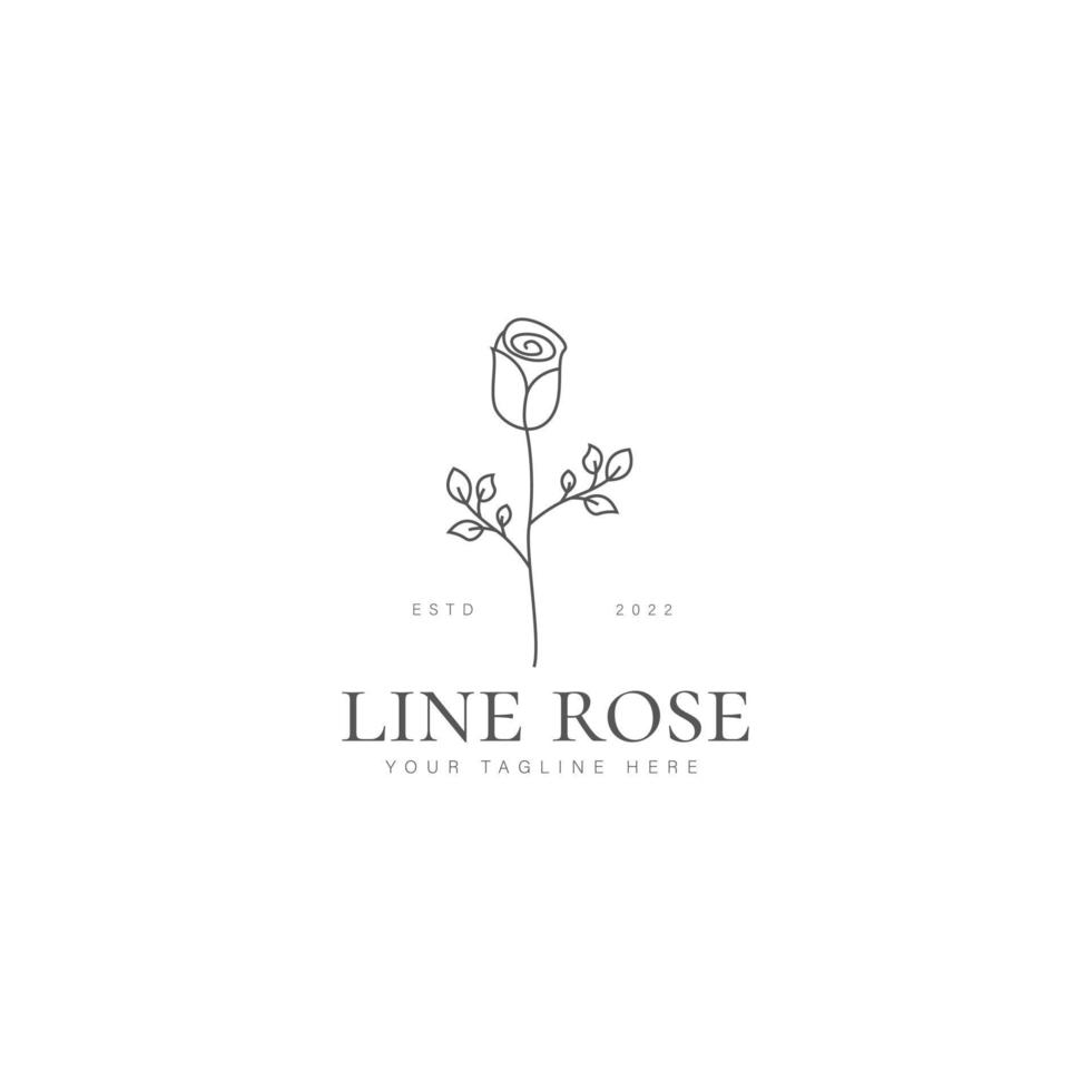 fleur ligne rose logo design icône illustration vecteur