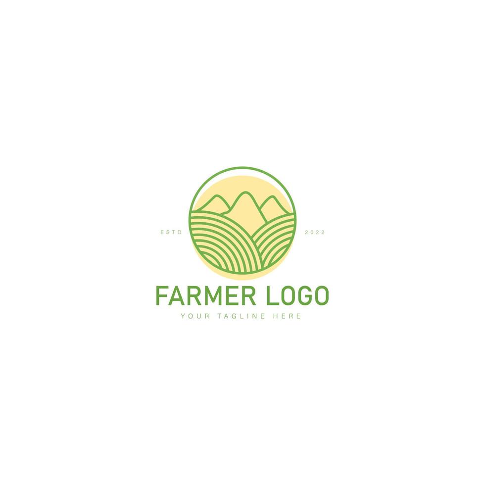 illustration de l'icône de conception de logo vert agriculture ligne vecteur