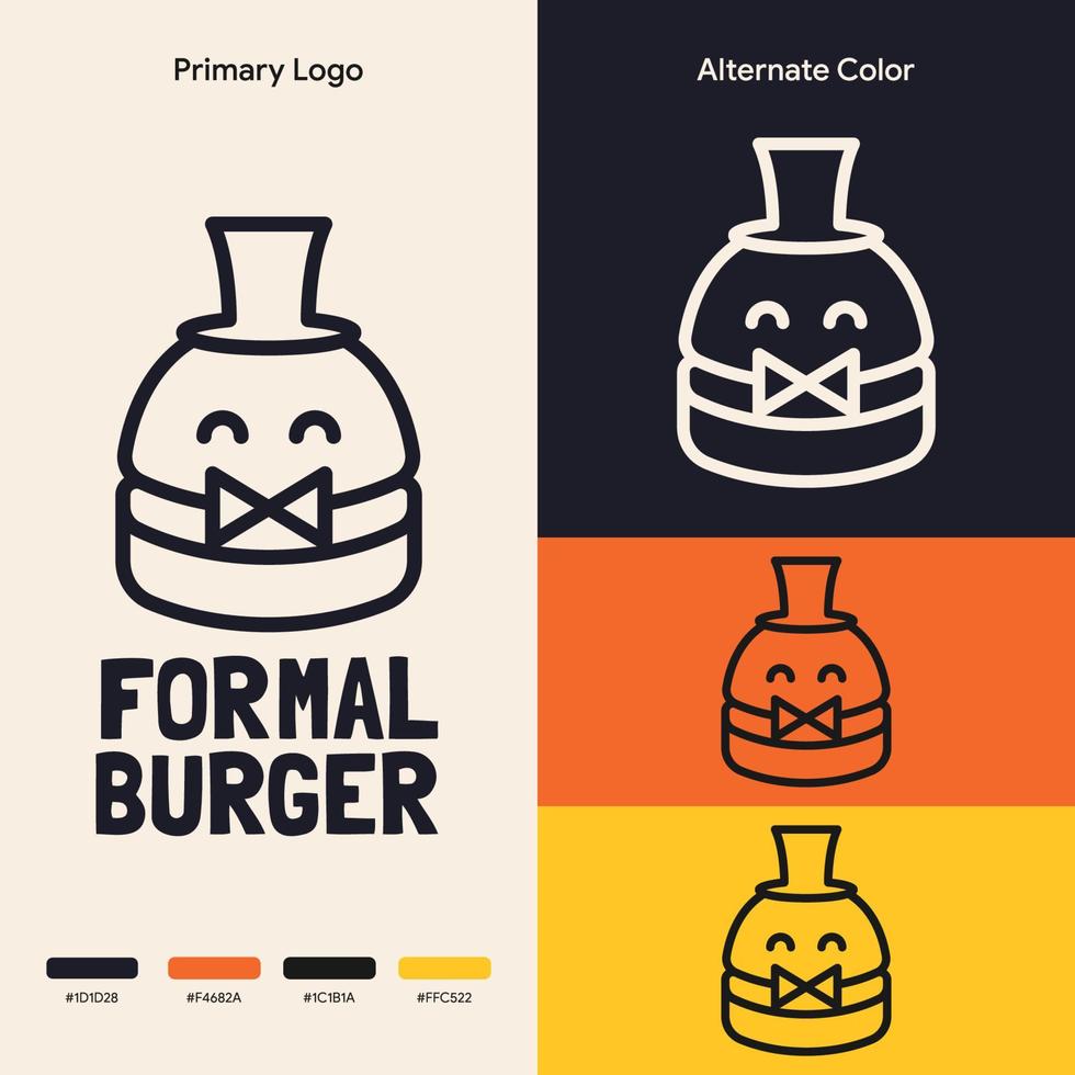 concept de logo de burger formel simple et minimaliste vecteur