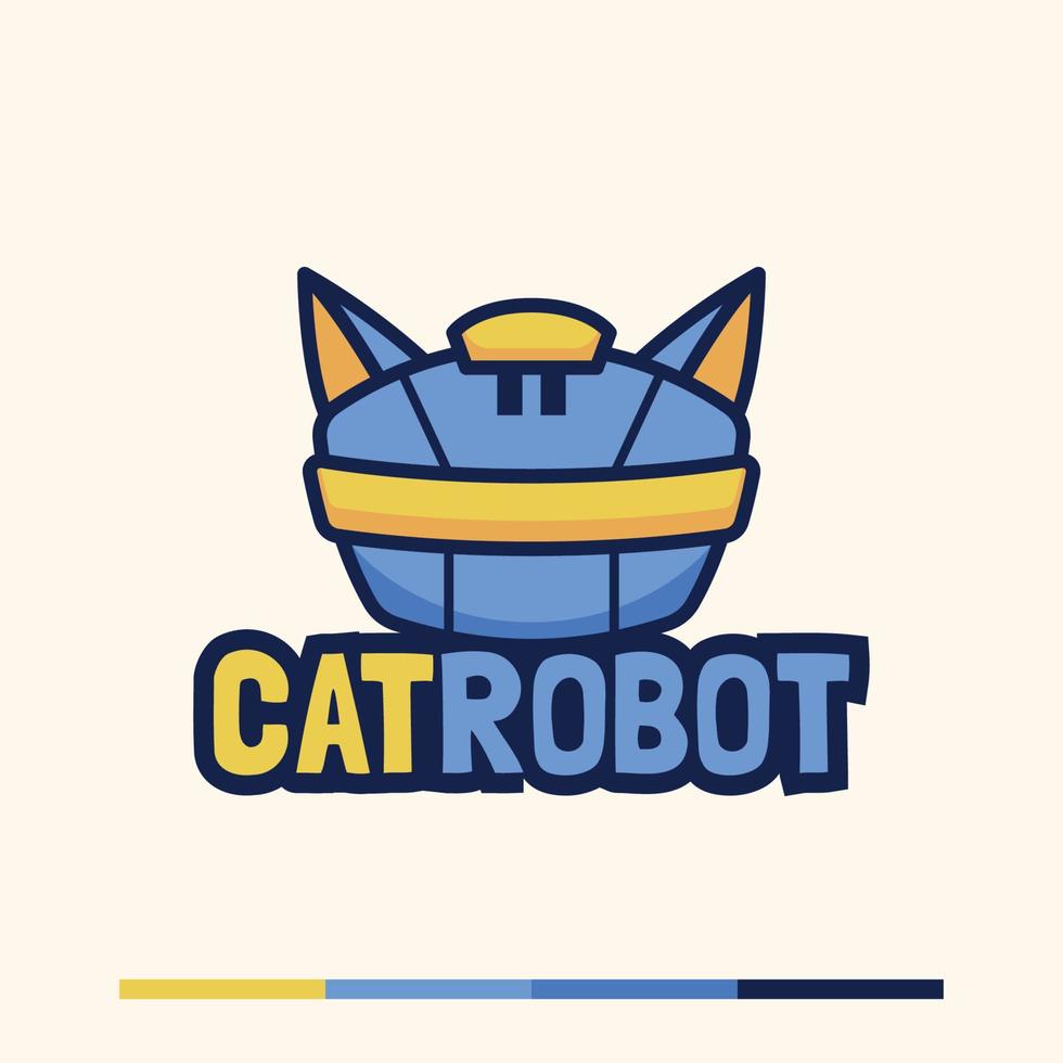 conception de mascotte de logo de robot de chat simple et amusant vecteur