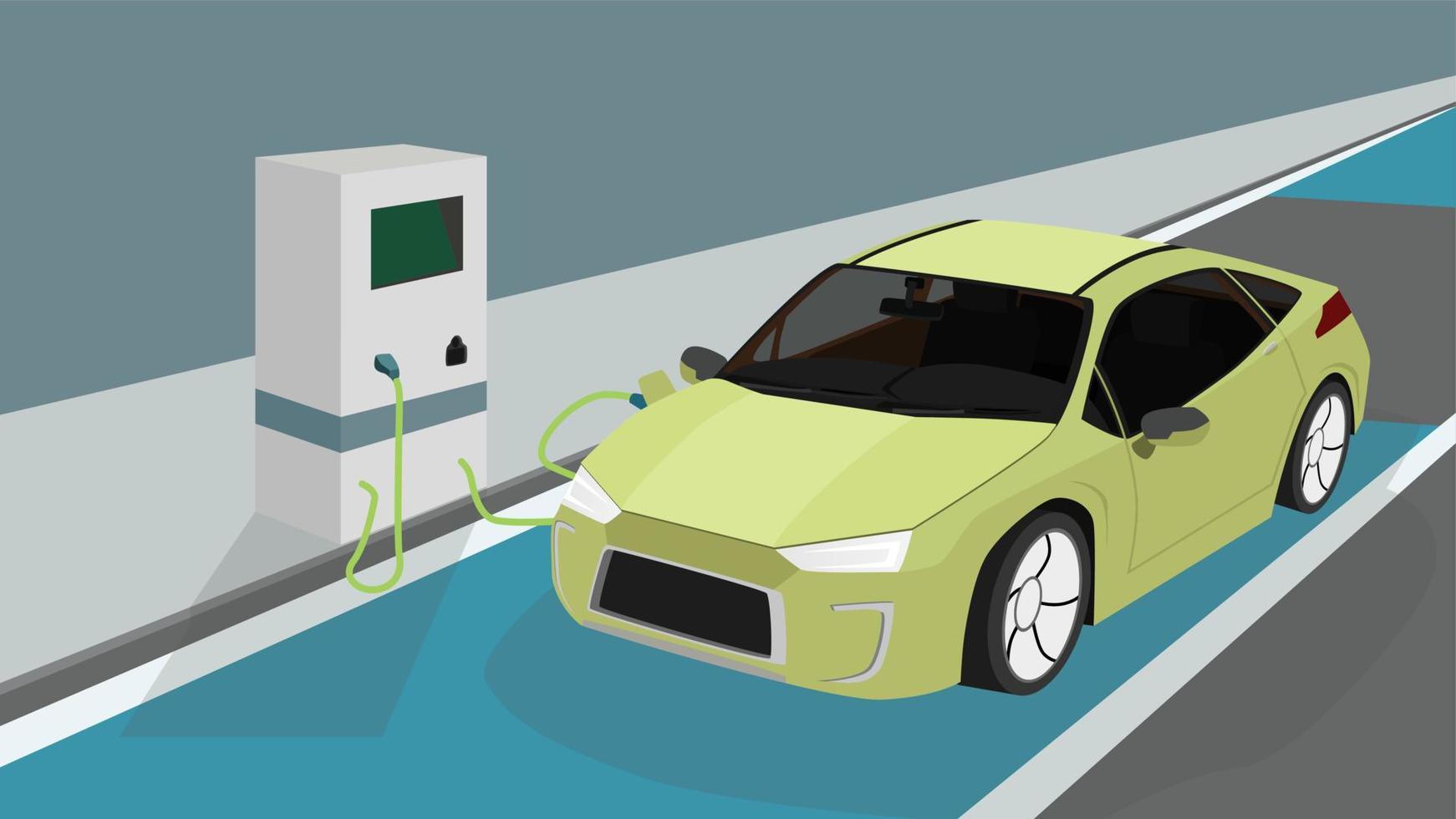 Stationnement de recharge de voiture de sport de véhicule électrique à la  station de charge avec