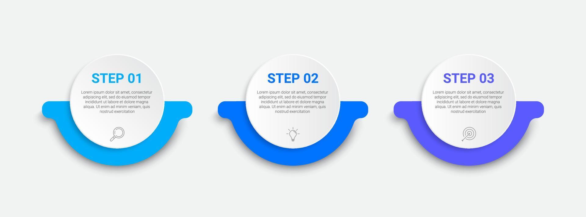 conception infographique de la chronologie avec des icônes et 3 options ou étapes. infographie pour le concept d'entreprise vecteur