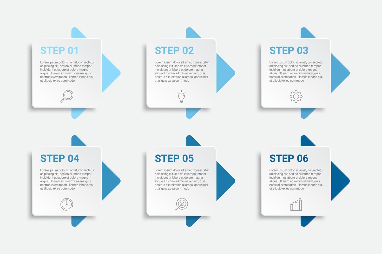 conception infographique de la chronologie avec des icônes et 6 options ou étapes. infographie pour le concept d'entreprise vecteur