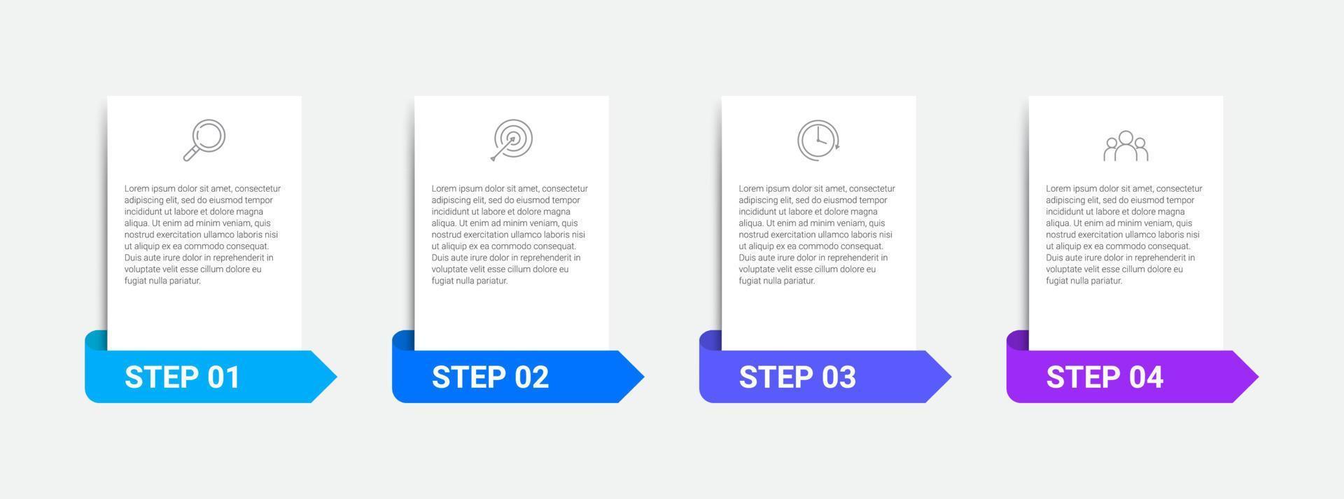 conception infographique de la chronologie avec des icônes et 4 options ou étapes. infographie pour le concept d'entreprise vecteur