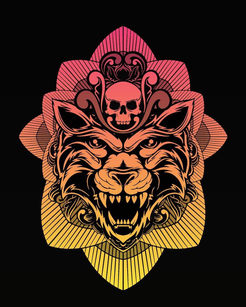 illustration d'illustration de tigre et conception de t shirt vecteur premium