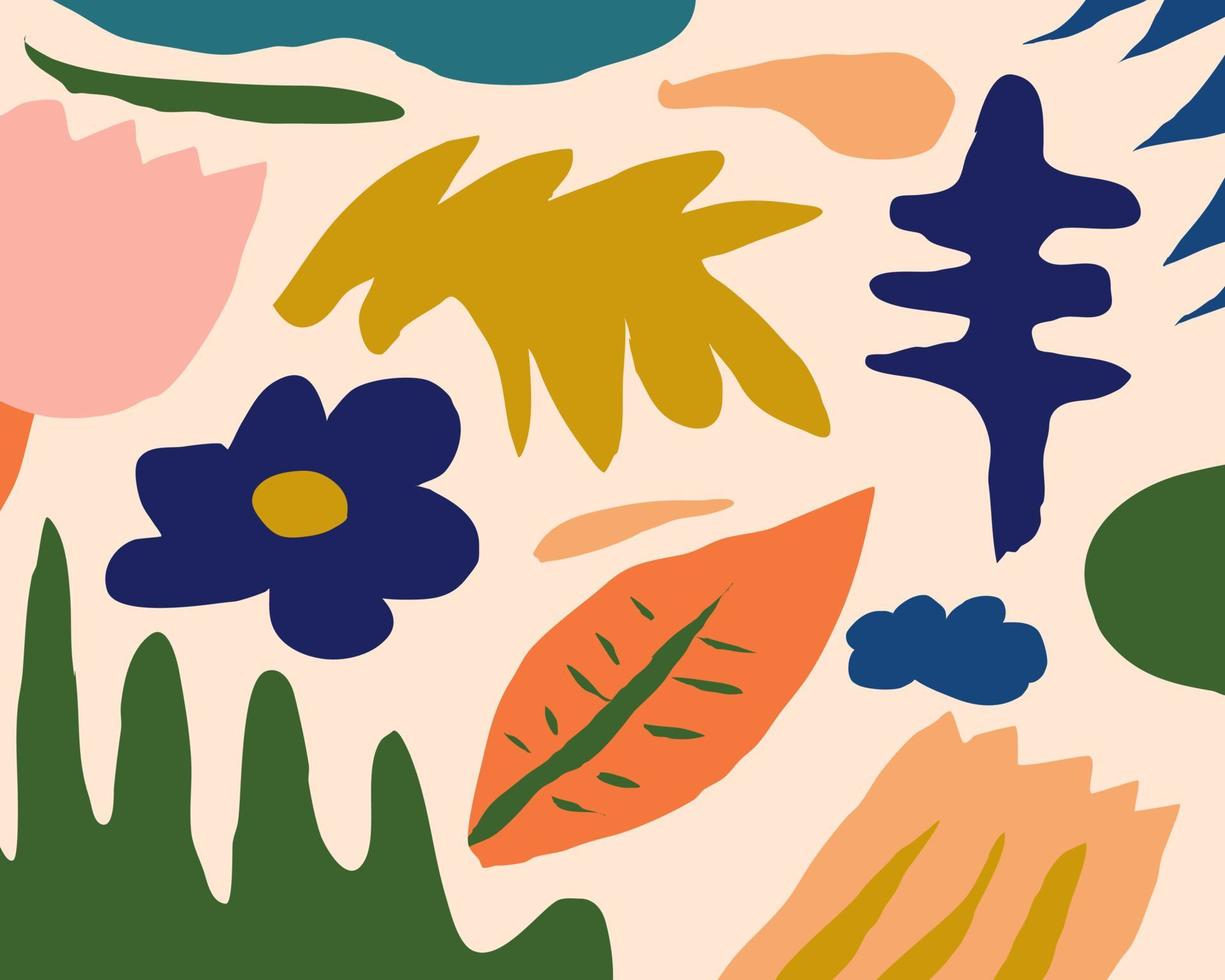 collection de formes d'art floral abstrait minimaliste. ensemble de doodle de forme organique pour le design de mode, la saison estivale ou le concept naturel. feuille de plante dessinée à la main moderne et ensemble de décoration de forme tropicale. vecteur