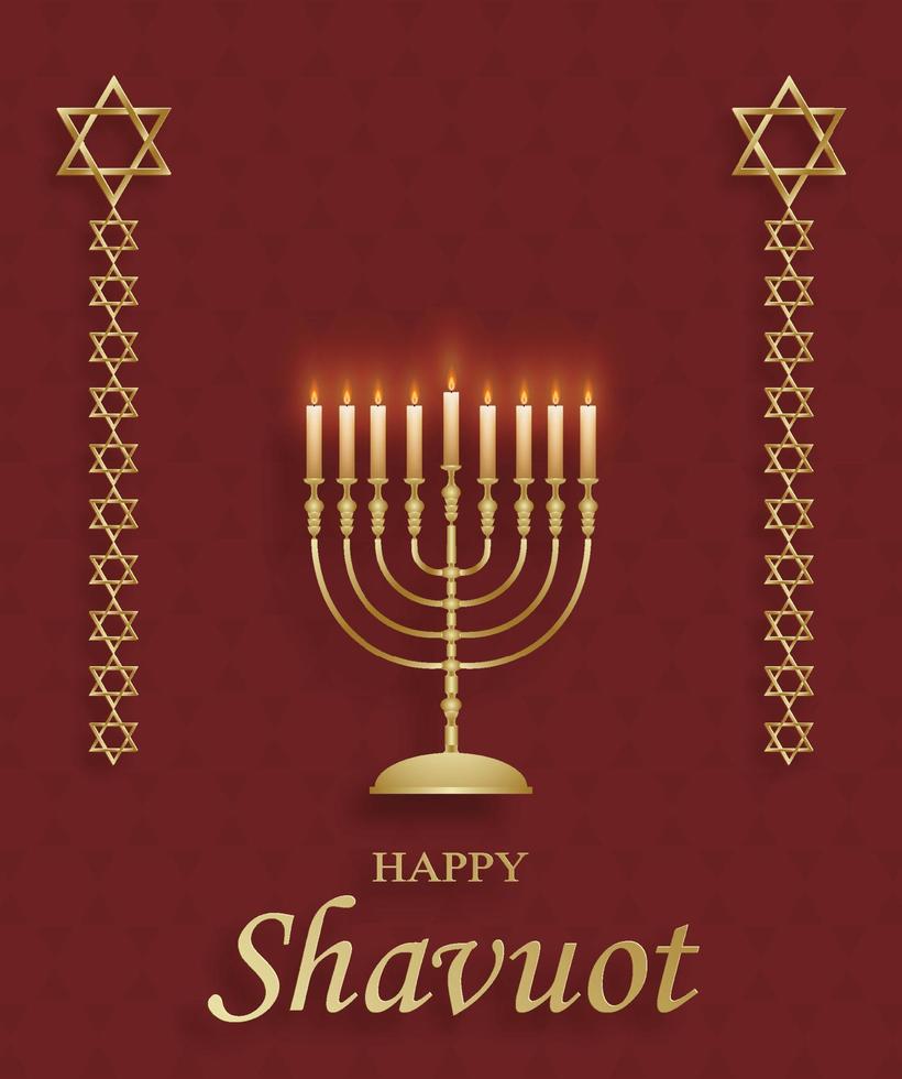 carte de shavuot heureuse avec des symboles juifs agréables et créatifs vecteur