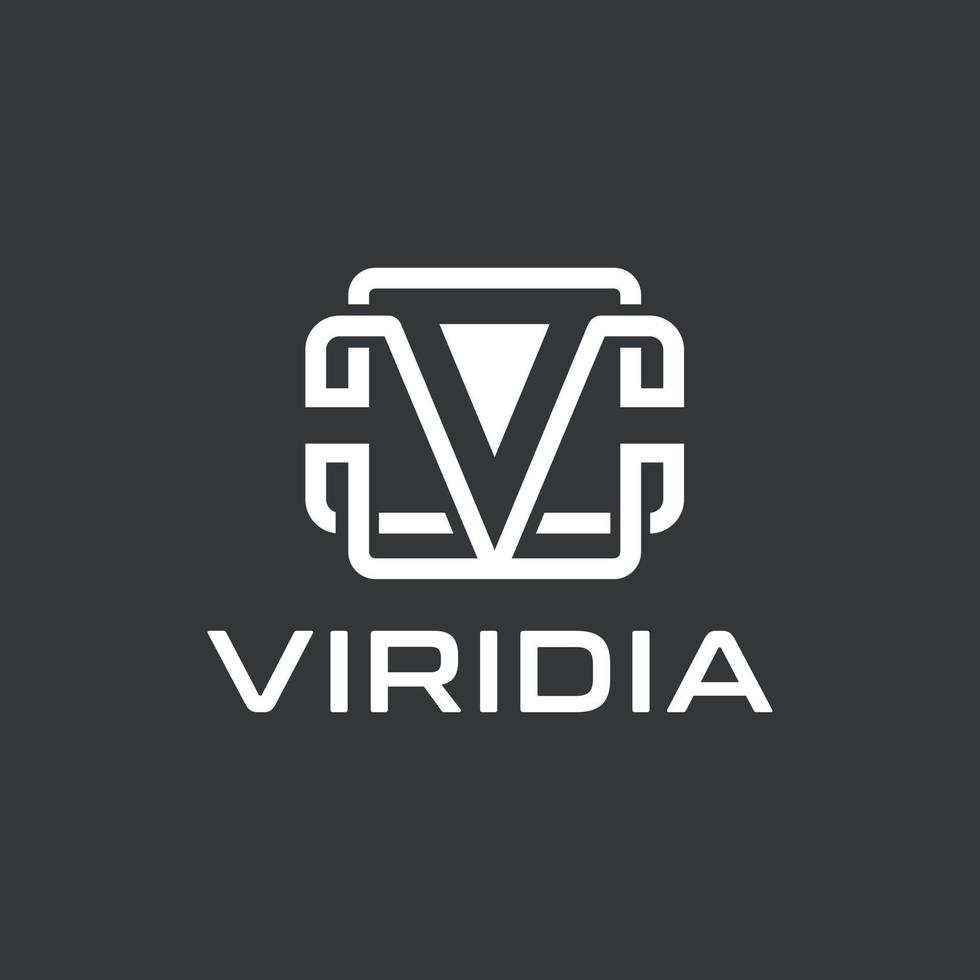 logo abstrait lettre v avec combinaison de forme carrée vecteur