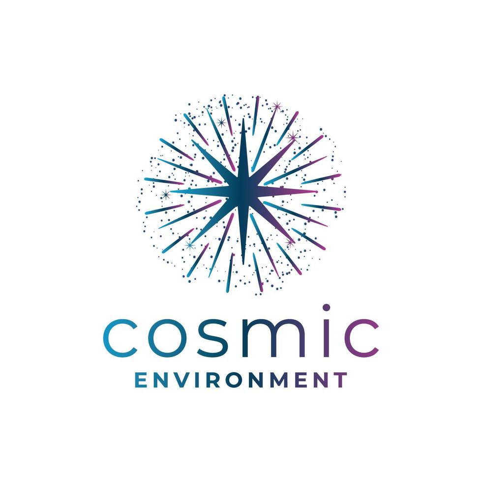 logo de l'environnement cosmique avec une étoile entourant le centre de l'étoile au centre vecteur