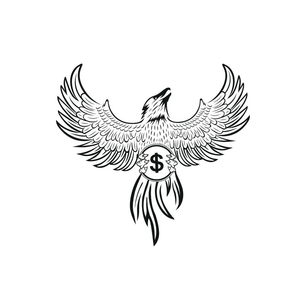 logo phoenix transportant des pièces d'un dollar vecteur