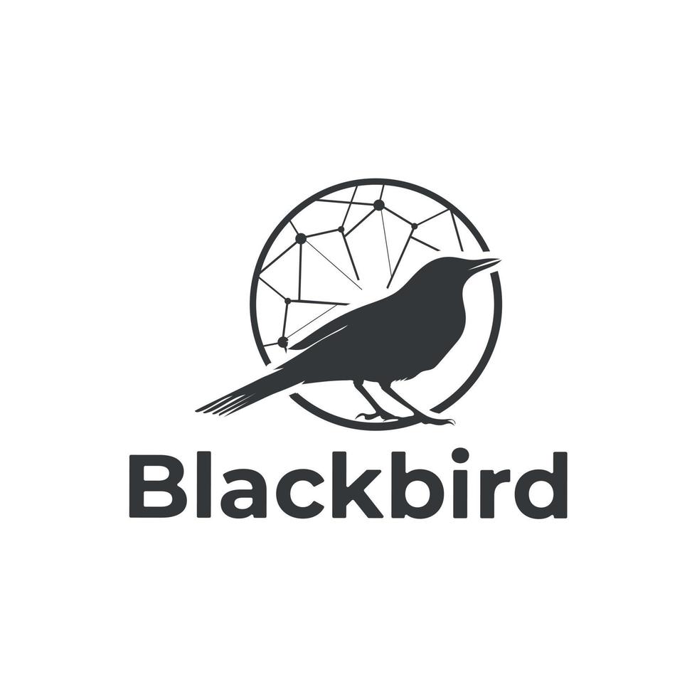 logo oiseau noir debout dans un cercle vecteur