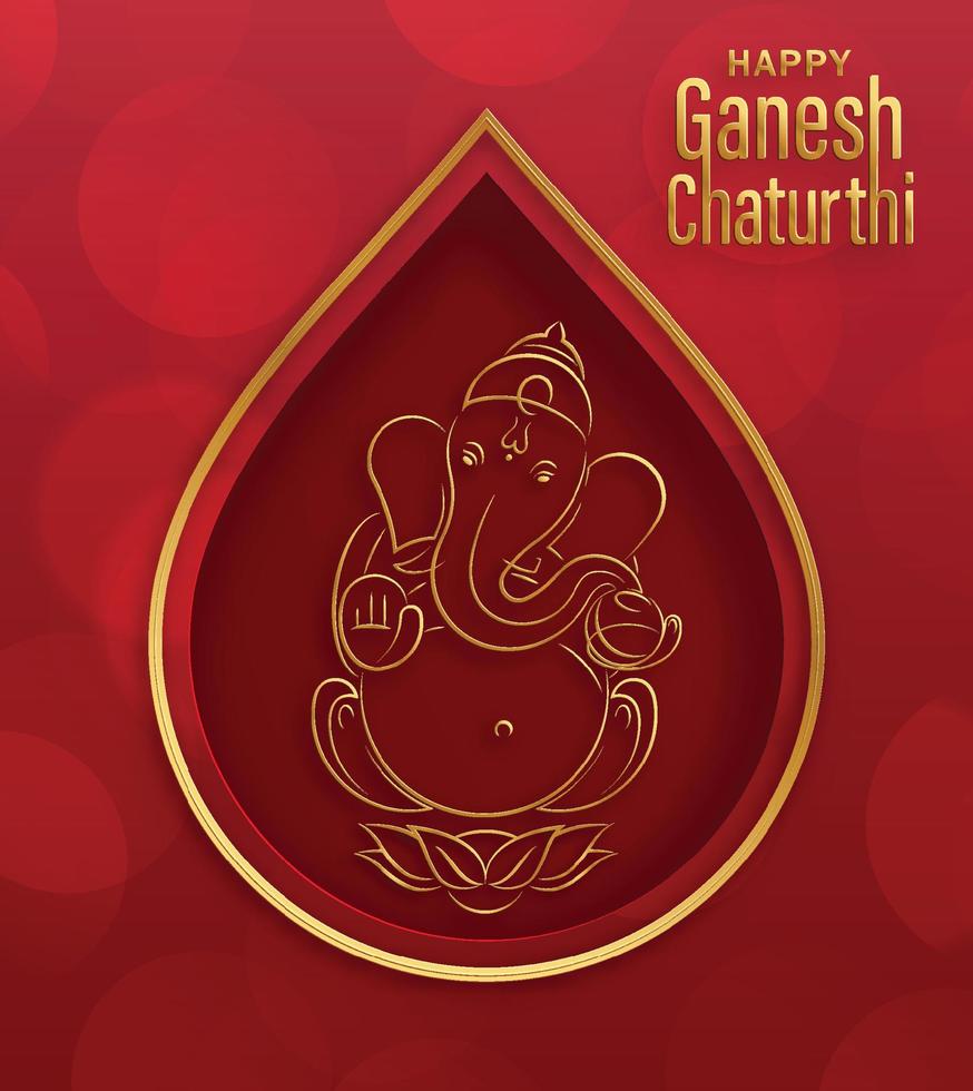 bonne fête de ganesh chaturthi avec illustration du seigneur d'or ganesha vecteur