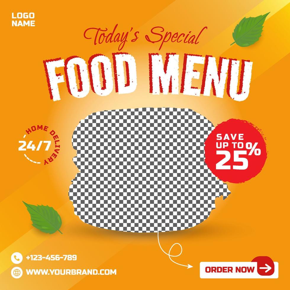nourriture menu restaurant promotion médias sociaux poster instagram prime facebook bannière modèle vecteur