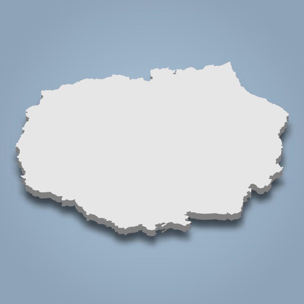 La carte isométrique 3d de santa cruz est une île des îles galapagos, vecteur