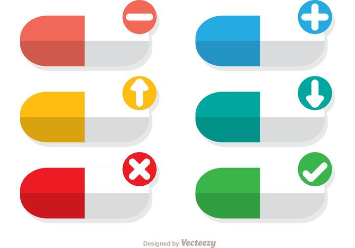 Vecteurs de pilules colorés avec des icônes vecteur