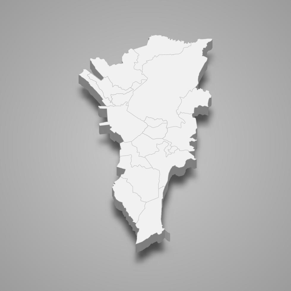 La carte isométrique 3d de la métropole de manille est une région des philippines, vecteur