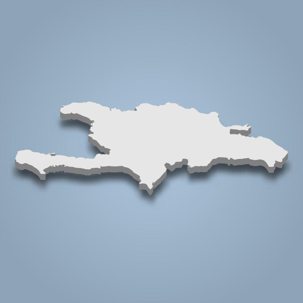 La carte isométrique 3d d'hispaniola est une île de la république dominicaine et d'haïti, vecteur