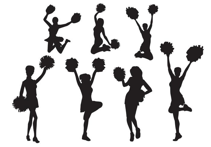 Ensemble de silhouettes Vector Cheerleader gratuit