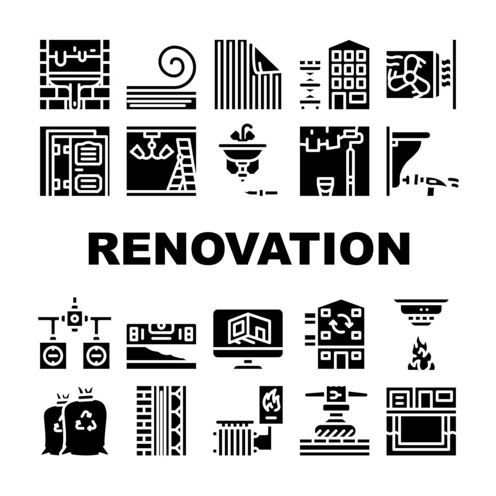 ensemble d'icônes de collection de réparation de rénovation domiciliaire vecteur