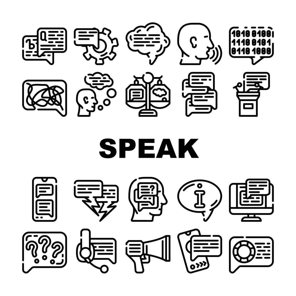 parler conversation et discussion icônes set vector