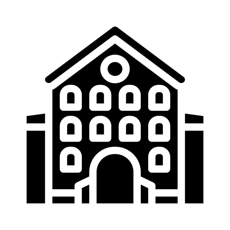 illustration vectorielle de l'icône du glyphe du bâtiment principal du château vecteur