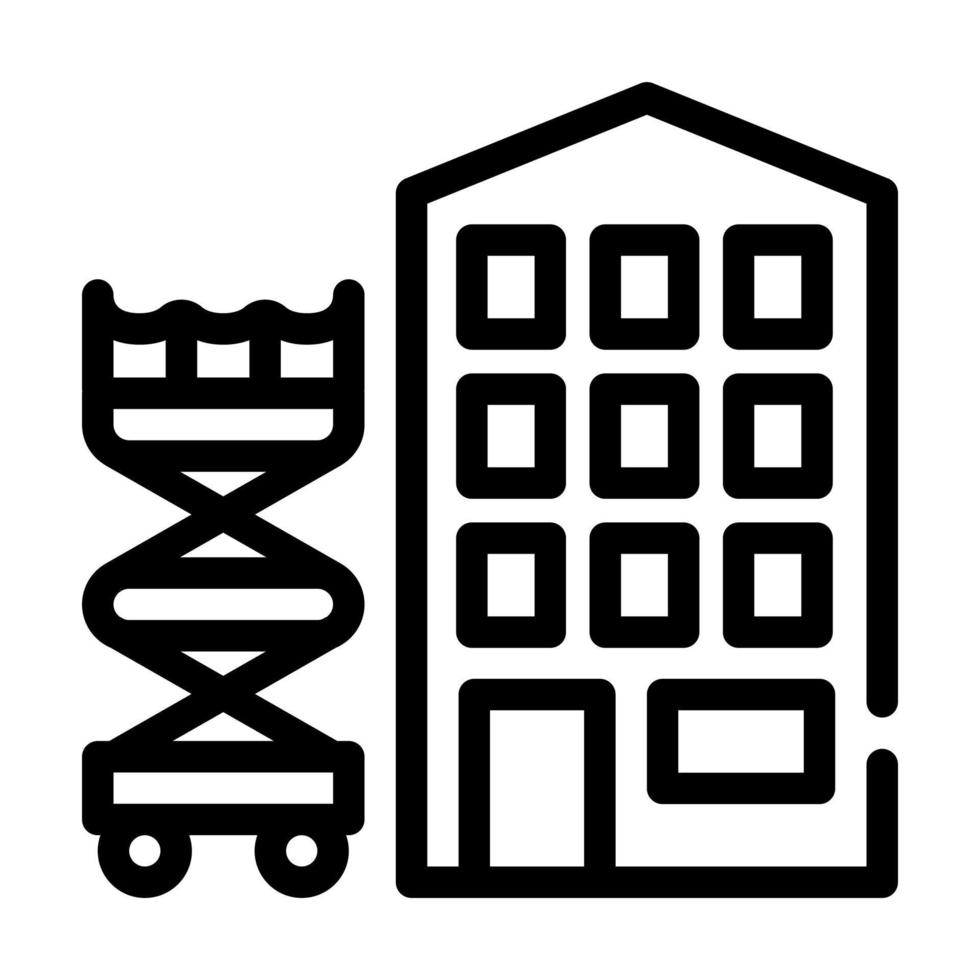 plate-forme élévatrice pour la peinture de façade et l'icône de la ligne de rénovation illustration vectorielle vecteur