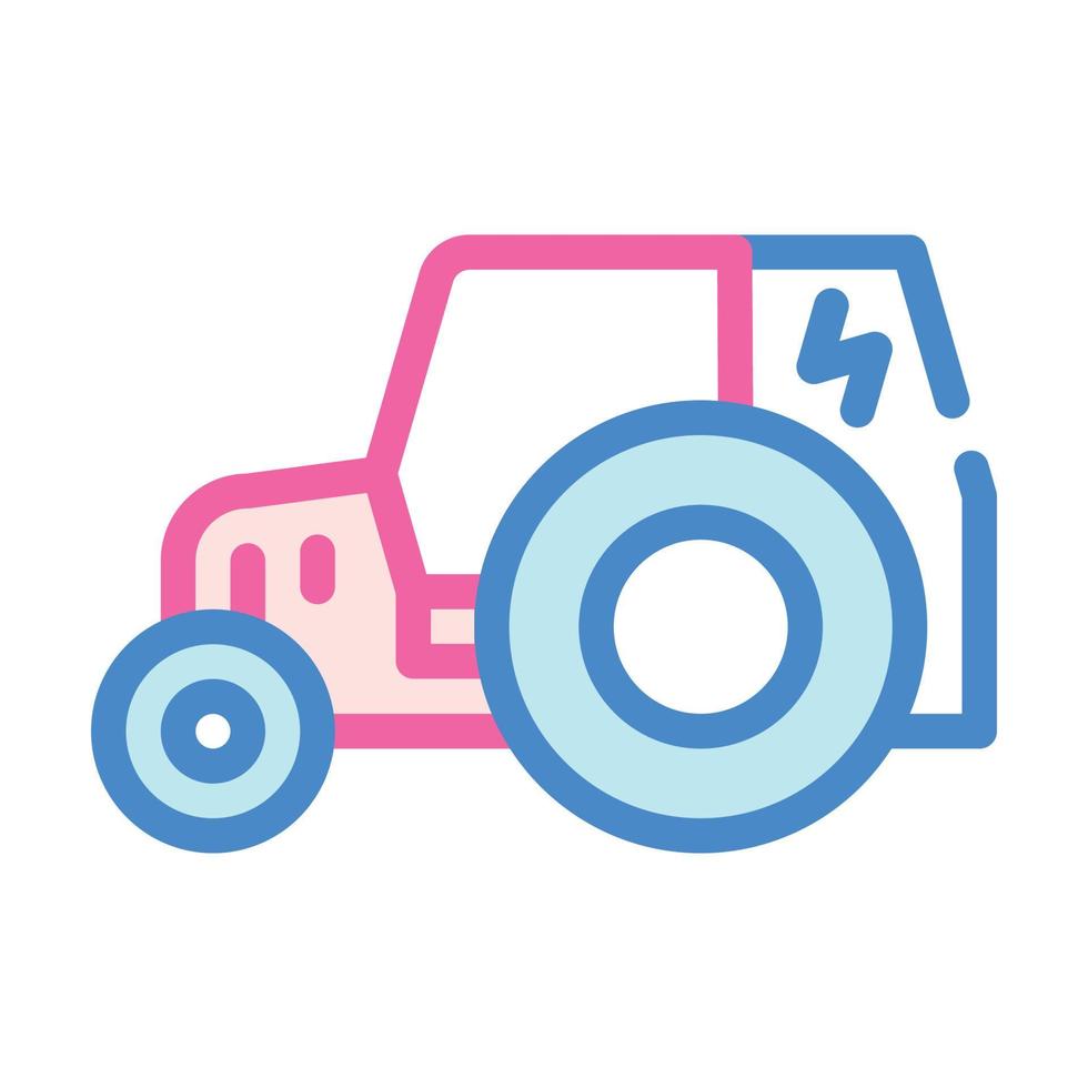 illustration plate de vecteur d'icône de couleur de tracteur électrique